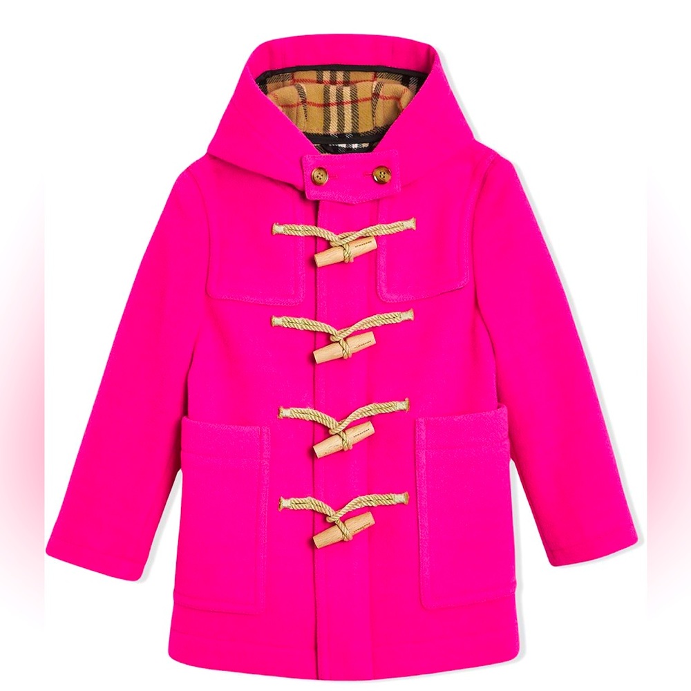BURBERRY Girls Double Faced Duffel Coat in Hot Pink